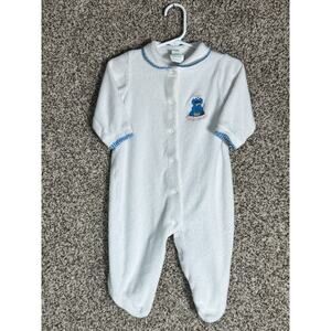 Vtg 80s/90s Sesame Street Baby 6-9M Cookie Monster Terry Cloth Footed Sleeper